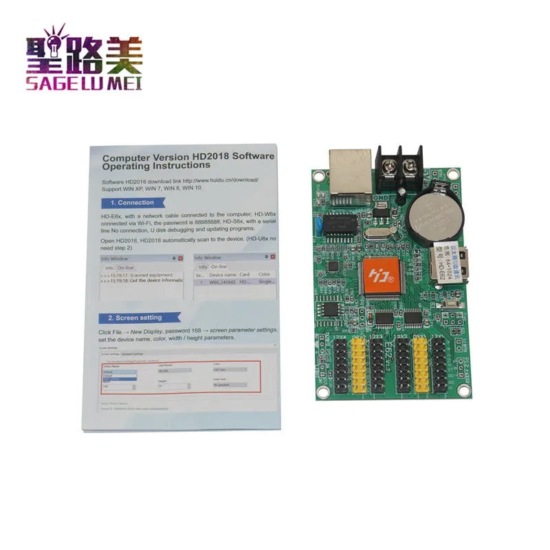 HD-E62 led controller Wireless transmission for U-Disk/RJ45 network port control card P10 P6 P8 display screen rs232 | Лампы и