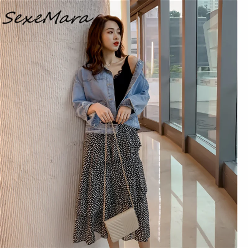 

Vintage Blue Spring Pactwork Denim Jacket Women Loose Regual Fashion Denim Jacket Plus Size 2019