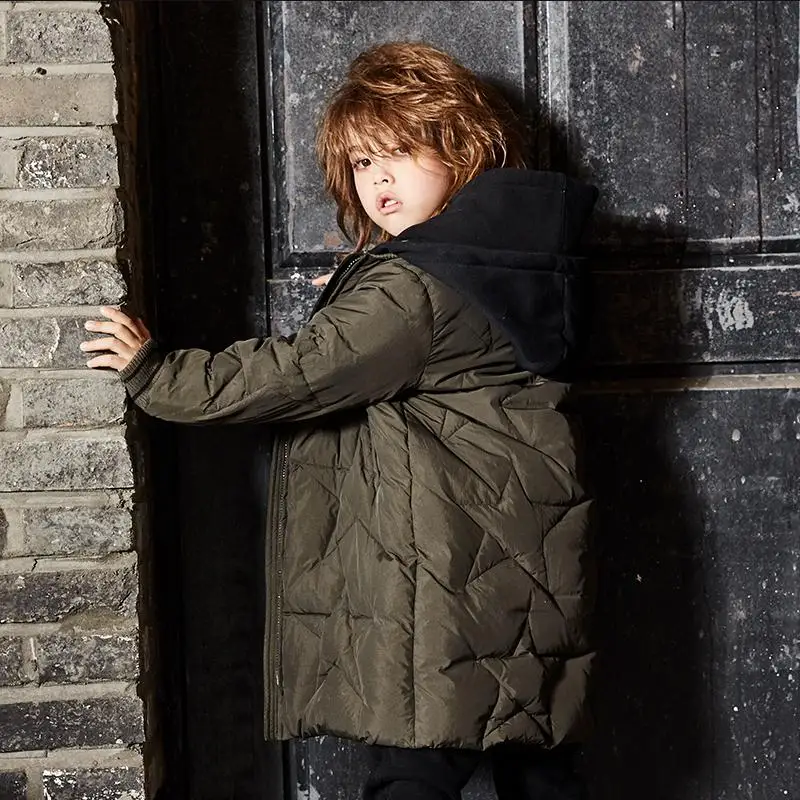 Детский пуховик с капюшоном теплая зимняя верхняя одежда для мальчиков длинная