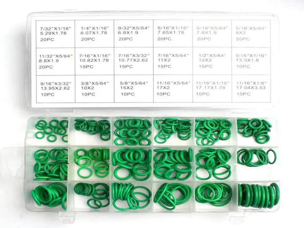 Green Color 18 Sizes Assortment Kit Air Conditioning Car Auto Vehicle Repair HNBR O Rings Set Reparacion de aire acondicionado |