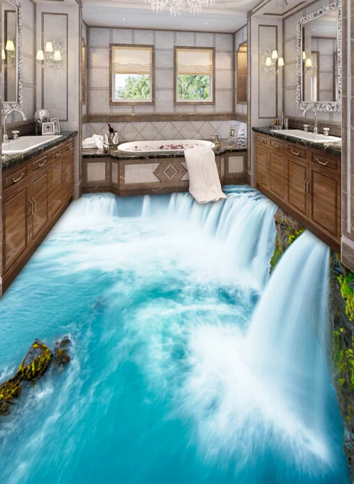 

[Self-Adhesive] 3D Pretty Stream Water 4 Non-slip Waterproof Photo Self-Adhesive Floor Mural Sticker WallPaper Mural Print Decal