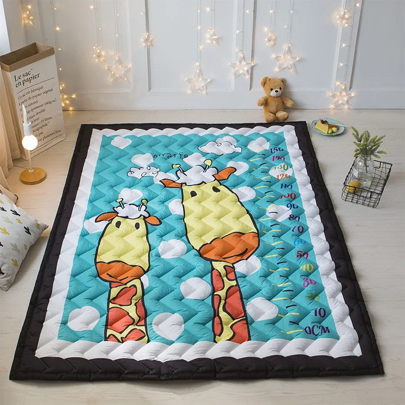 giraffe Детский Сияющий Хлопок Детская мозаика 2 см толстый игровой коврик для гостиной 140*195 см(55* 76in) складной нескользящий спальный ковер зима - Цвет: giraffe