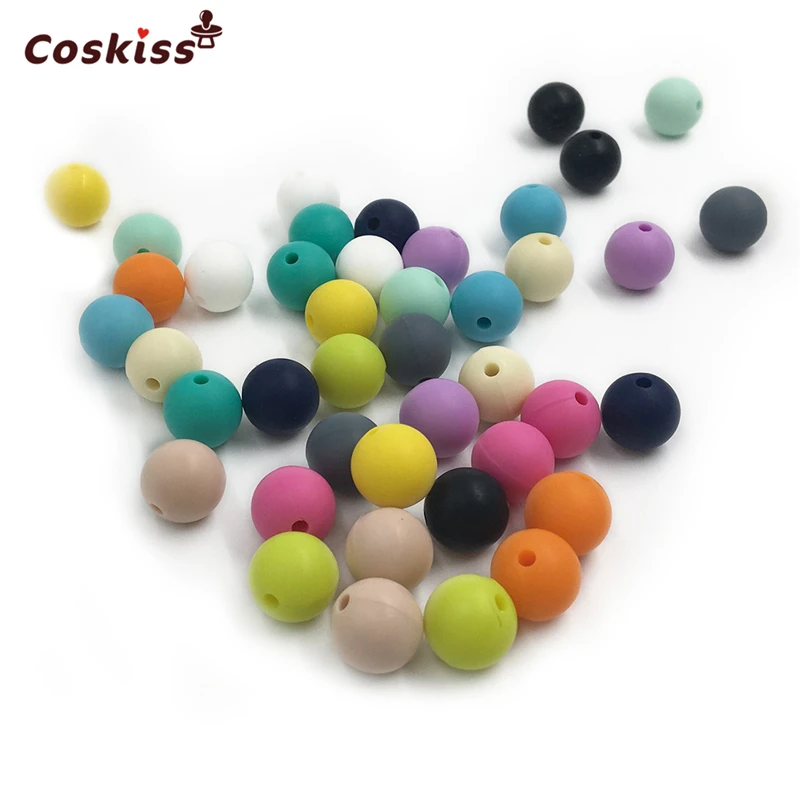 Cuentas redondas de silicona de grado alimenticio para beb&eacute;, abalorios de colores mixtos naturales de 0,47 "(12mm), juguetes para morder, collar/pulsera para beb&eacute; DIY-0