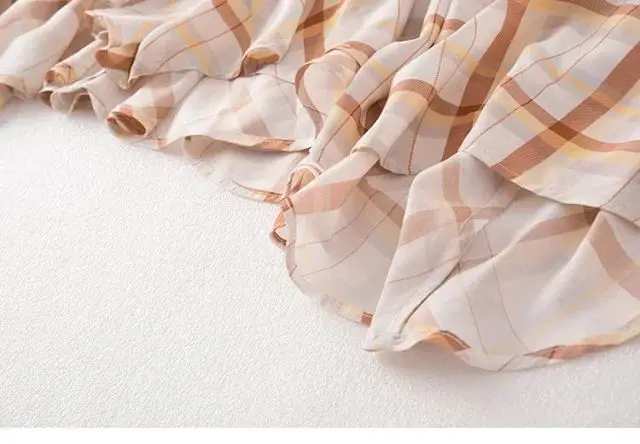 Женское платье Весна Лето Новое клетчатое Пышное Платье с коротким рукавом рыбий хвост