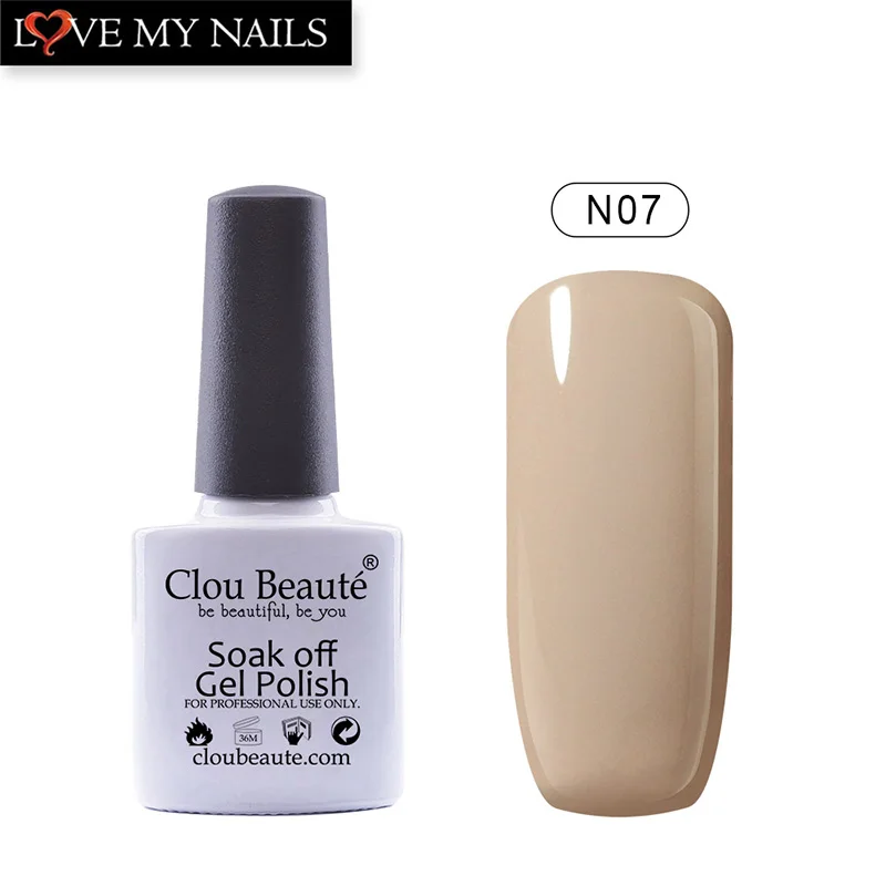 Clou Beaute, 10 мл, замачиваемый Гель-лак для ногтей, горячая Распродажа, телесные цвета, зеленый, розовый, красный лак для ногтей, Гель-лак для ногтей, долговечный дизайн ногтей - Цвет: N07