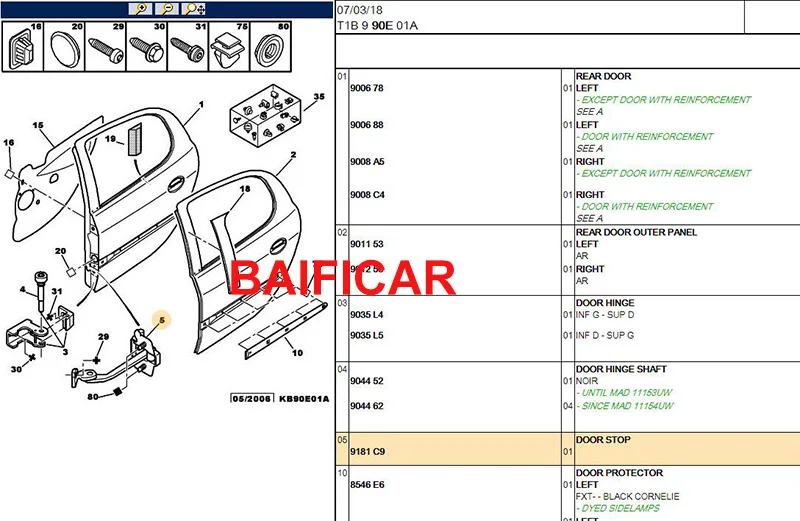 Бренд Baificar, новинка, оригинальная петля для передней и задней двери, контрольный ремень, дверной упор 9181C8 9181C9 для peugeot 206 206CC 207 Citroen C2