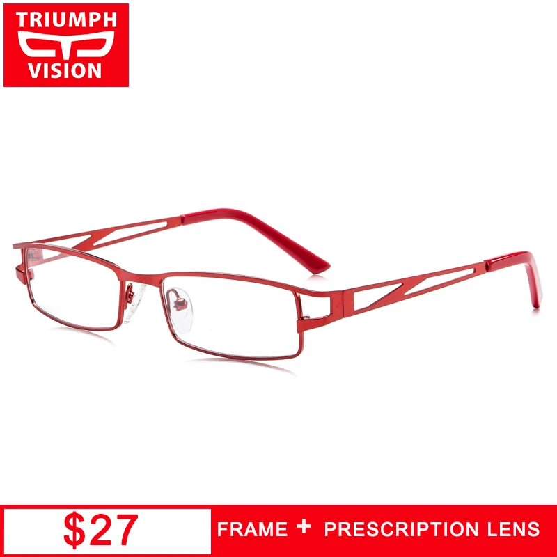 

TRIUMPH VISION Red Prescription Diopter Glasses Women Square Lens Eyeglasses Metal Spectacles Eyewear Myopia Clear Oculos Gafas