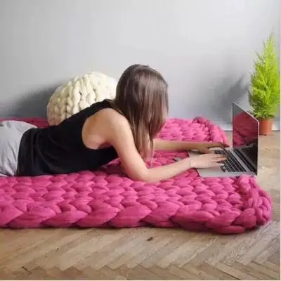 hot pink ZENGIA 1000 г/шар супер толстая пряжа мягкая мериносовая шерсть пряжа большая массивная пряжа громоздкая рука ровинг вязание одеяло прядильная пряжа шерсть - Цвет: hot pink