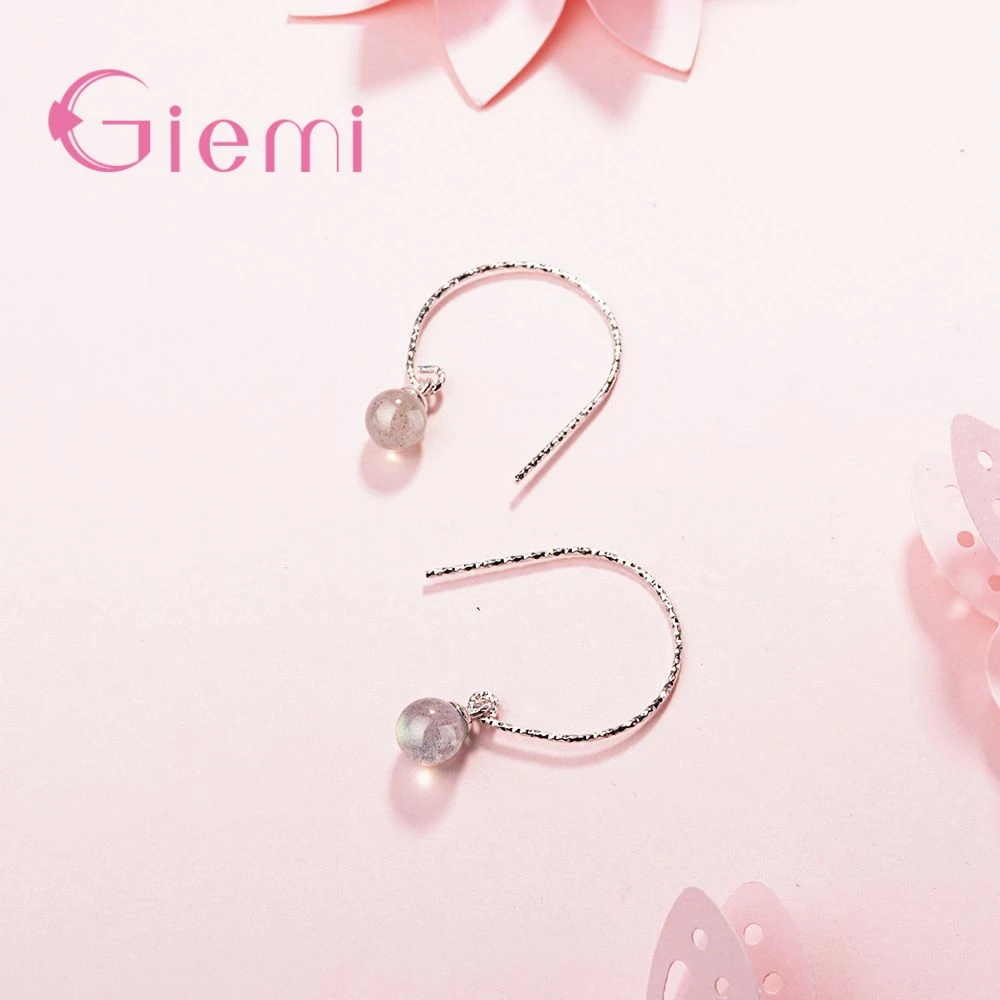 

Pink Beads Charm Latest Model Dainty Female 925 Sterling Silver Drop Earrings For Women Girl Ladies Anniversary Gift