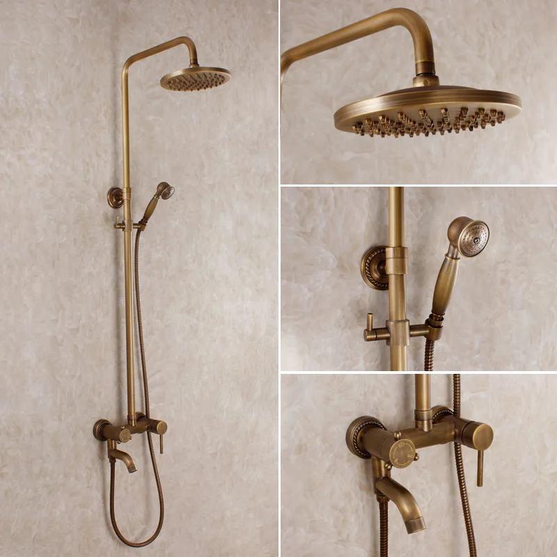 

2015 Special Offer Time-limited Round Double Brass Led Rain Shower Chuveiro Led Fashion Antique Copper Faucet Vintage Bath