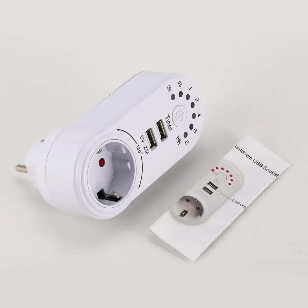 220В таймер мини USB 5В 2.1A адаптер розетка обратный отсчет энергосберегающий