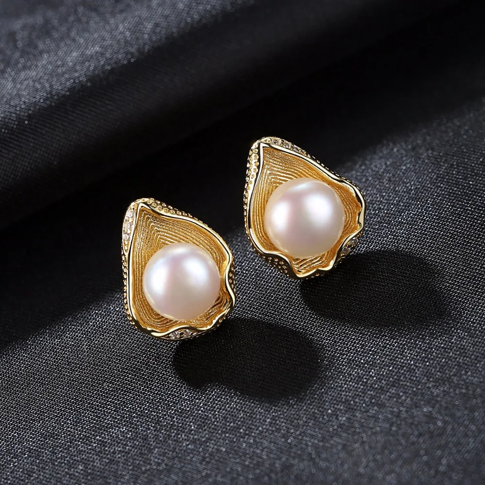 DR Charm 18k оболочка золотого цвета Дизайн Настоящее серебро 925 пробы пресноводный