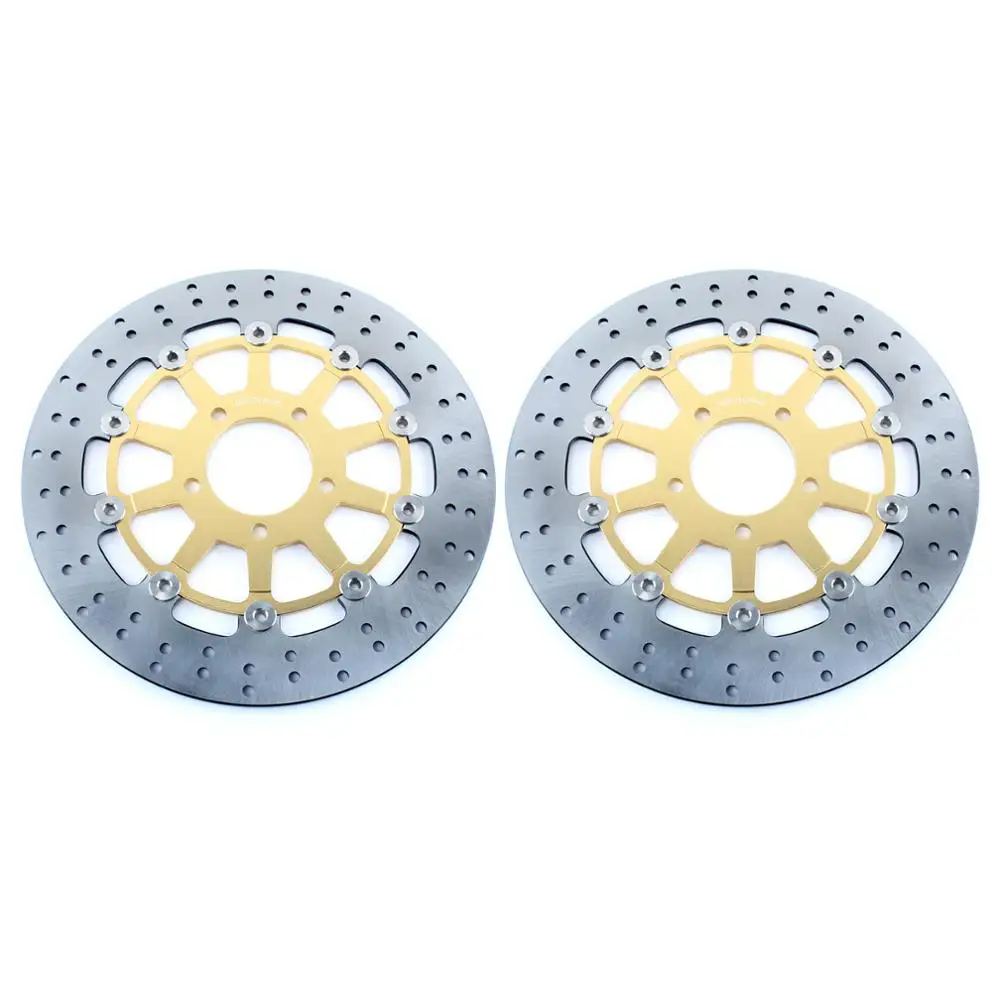 Round Gold Front BIKINGBOY Передние Задние тормозные диски Диски роторы для Suzuki DL 650 V-Strom K4-K6 DL 1000 K3-K9 L0-L2 Kawasaki KLV 1000 2004-2007 - Цвет: Round Gold Front