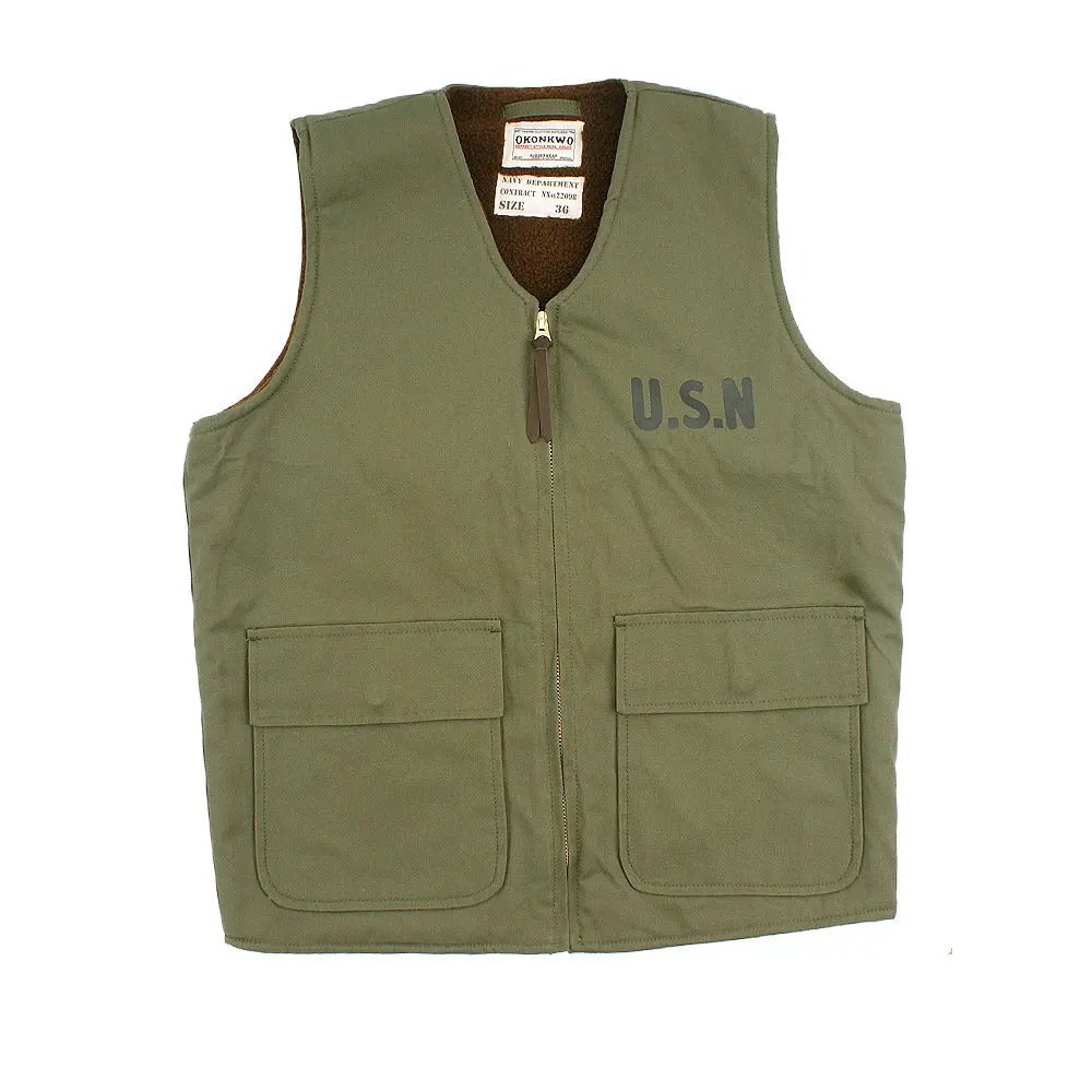 army green Кашемировый жилет, пальто для мужчин, Ретро стиль, США, темно-синий, USN, флис, без рукавов, зимние куртки для мужчин, s жилет, военный бодиутеплитель, жилет, одежда - Цвет: army green