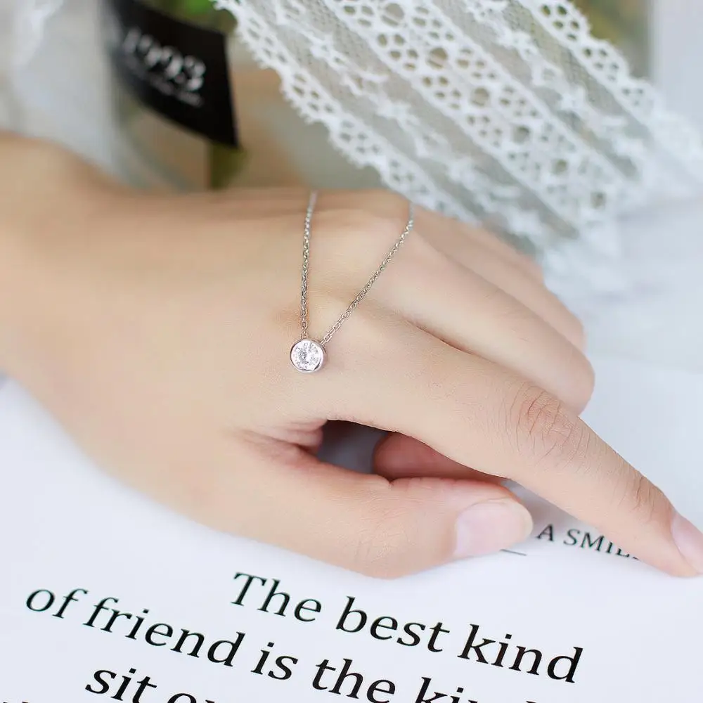GEM'S балет классический 0.5Ct круглой огранки 5 мм EF цвет Муассанит 925 пробы серебряный кулон ожерелье для женщин Свадебные ювелирные изделия