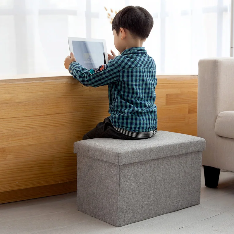 Сиденье сильная грузоподъемность Pouffe ящик для хранения кубической формы льняной домашний офис многофункциональный складной стул