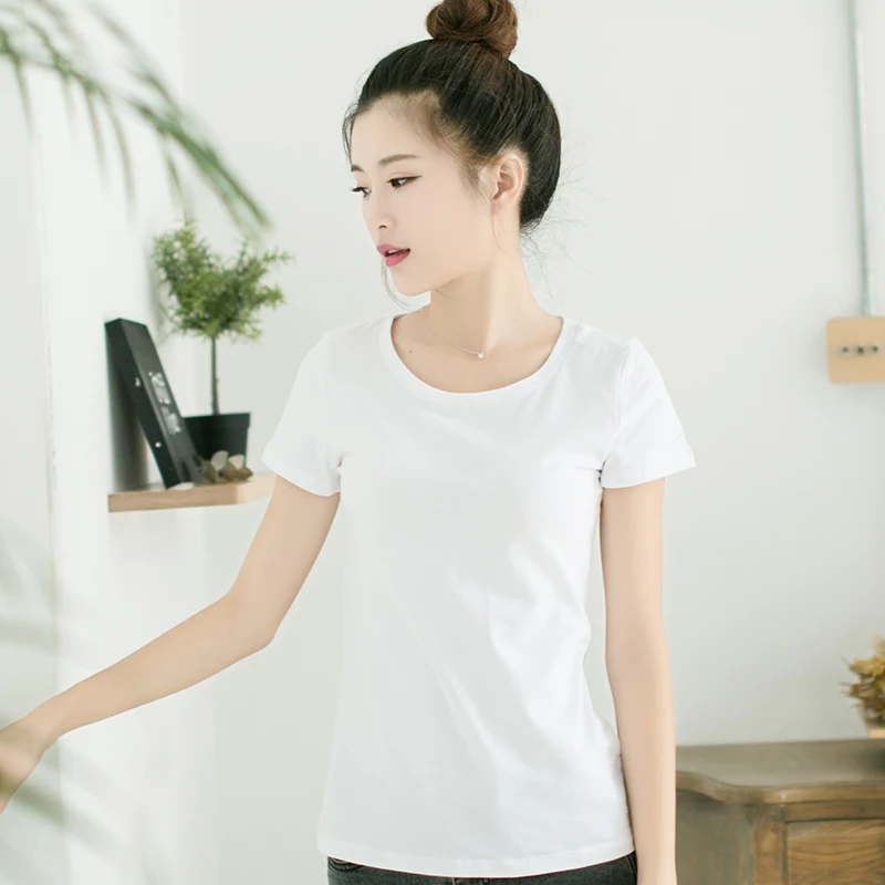 Женская футболка из эластичного хлопка с коротким рукавом 7 цветов|slim top|women short