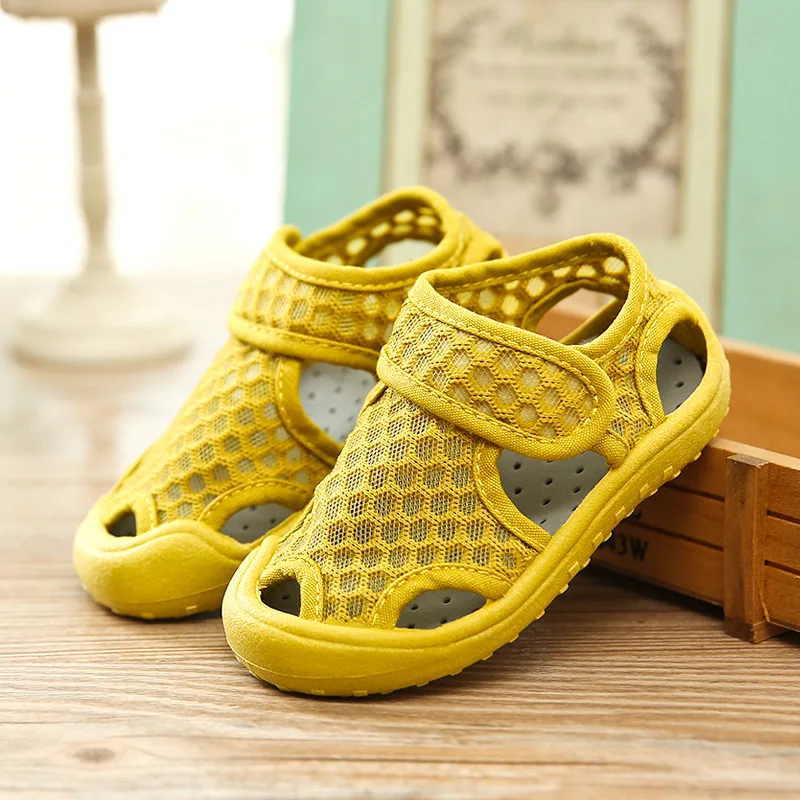 Летняя обувь для мальчиков и девочек сетчатая ткань детские школьные сандалии на