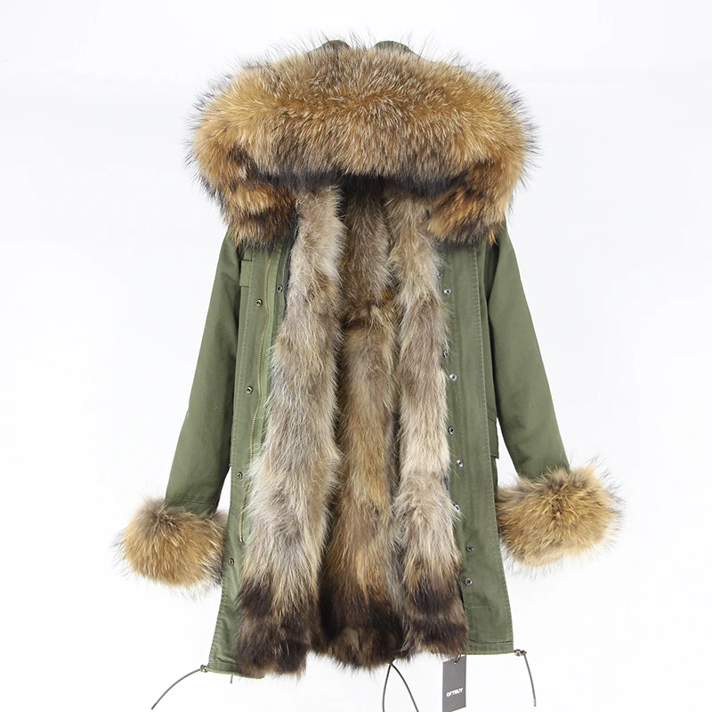OFTBUY 2019new parkas зимняя куртка женская парка натуральный мех пальто натуральный большой енот меховой воротник Лисий меховой вкладыш
