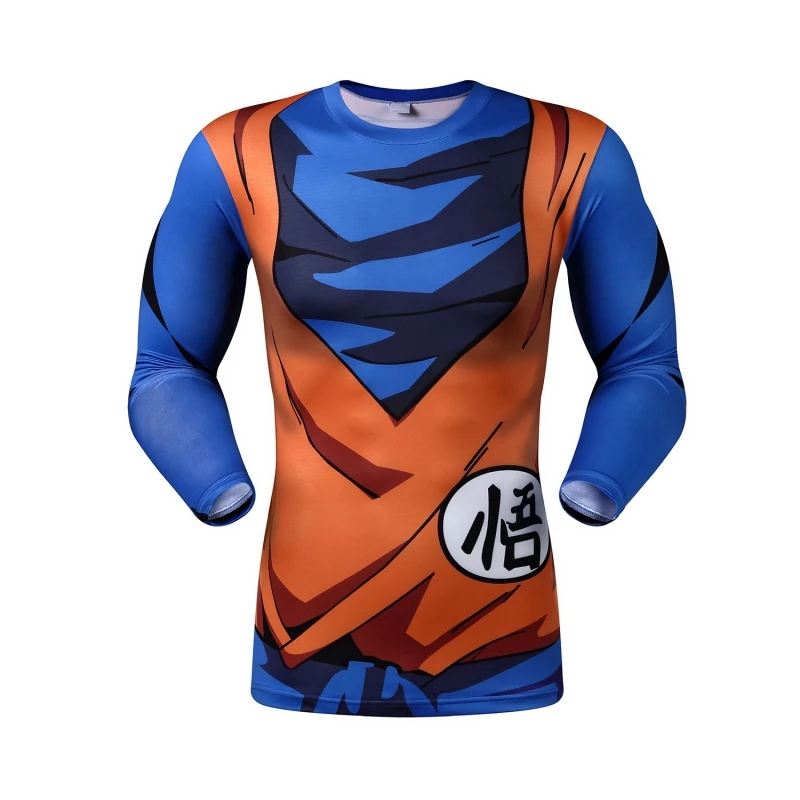 2016 Новая Мужская модная футболка Dragon Ball Saiyan Goku компрессионная облегающая с