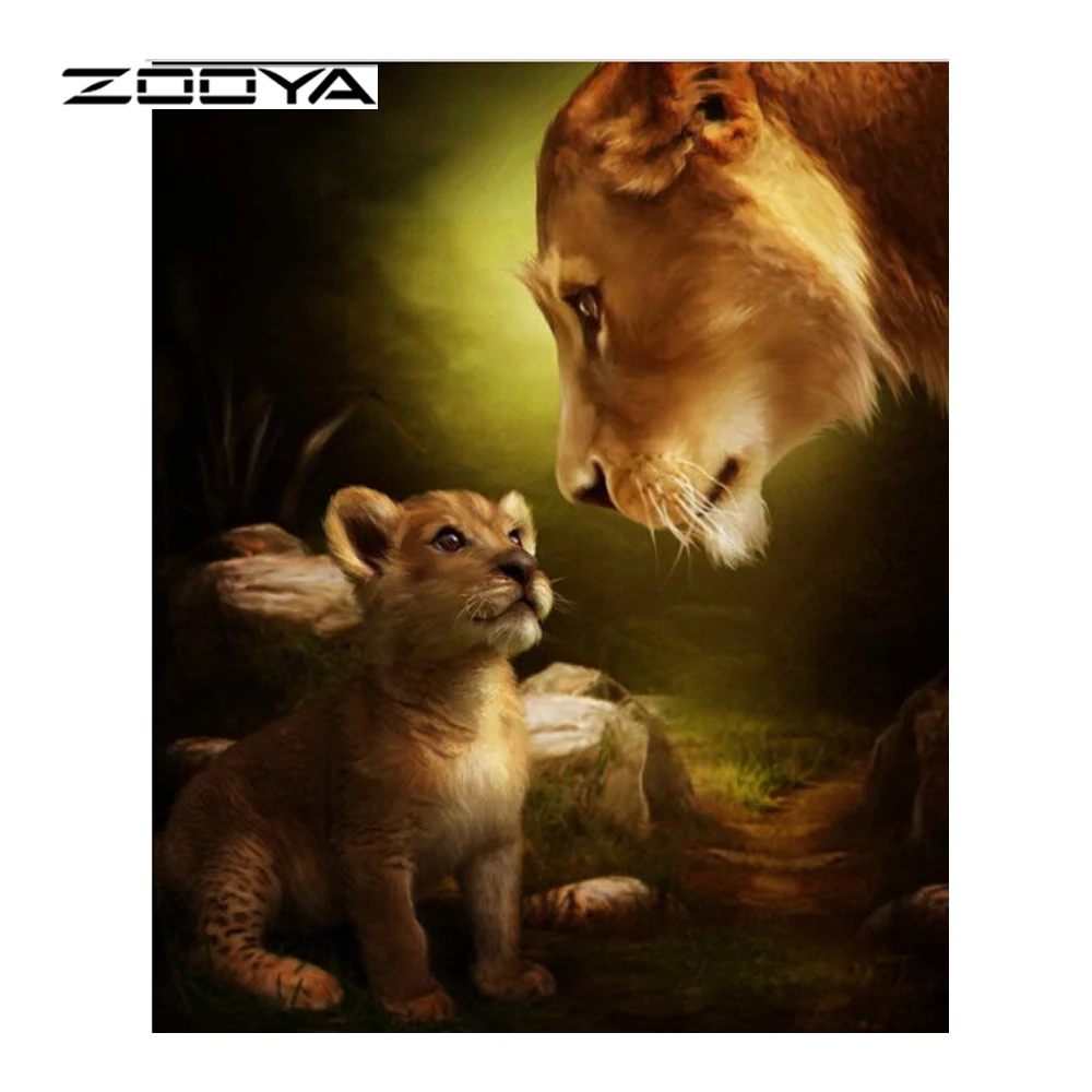 ZOOYA алмазная живопись полная квадратная животная Алмазная вышивка со львом