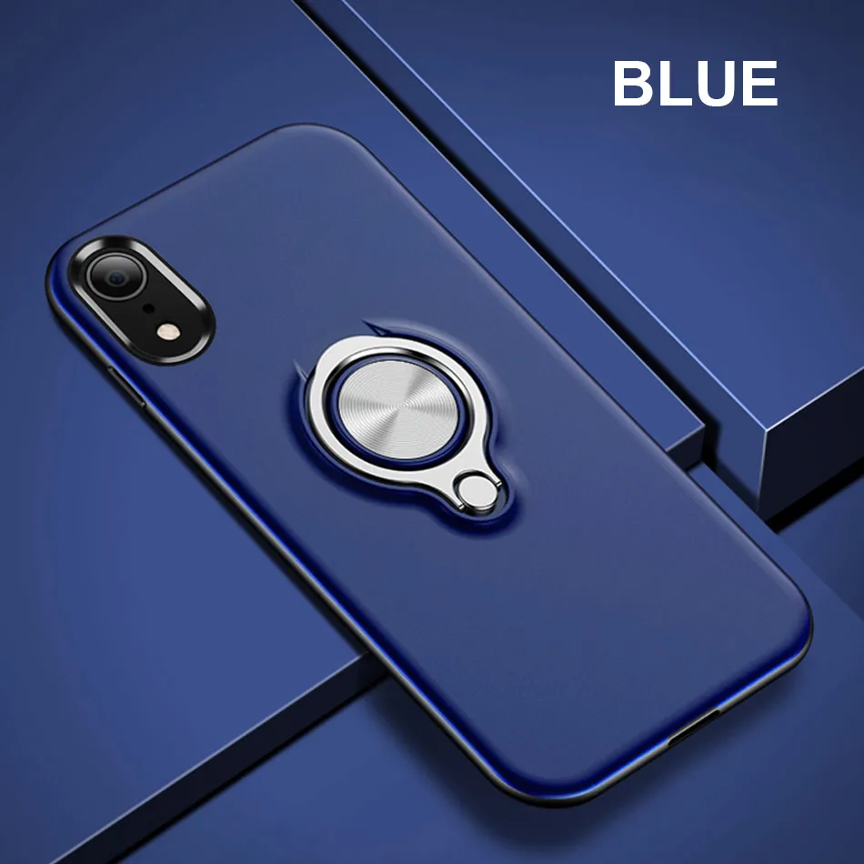 Роскошный автомобильный держатель кольцо чехол для айфон iPhone X XR XS Max 6 6s 8 7 чехол для телефона крышка на для айфон iPhone 6 6s 7 8 Plus X XS Max чехол - Цвет: Blue