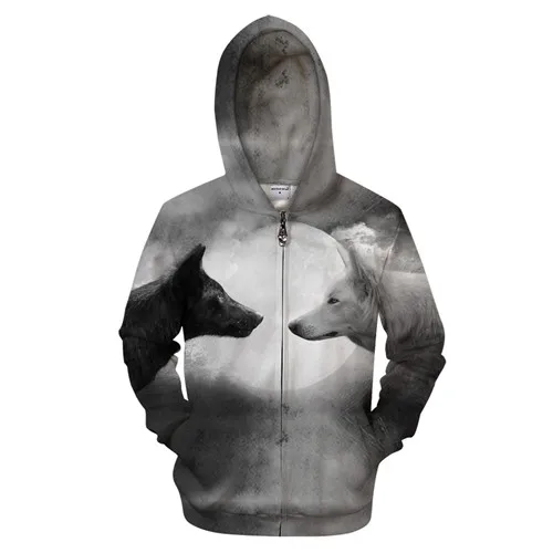 Ying and Yang Wolf толстовки на молнии для мужчин 3D пуловер уличная толстовка на молнии Harajuku спортивный костюм хип хоп Прямая поставка ZOOTOPBEAR - Цвет: ZIP584