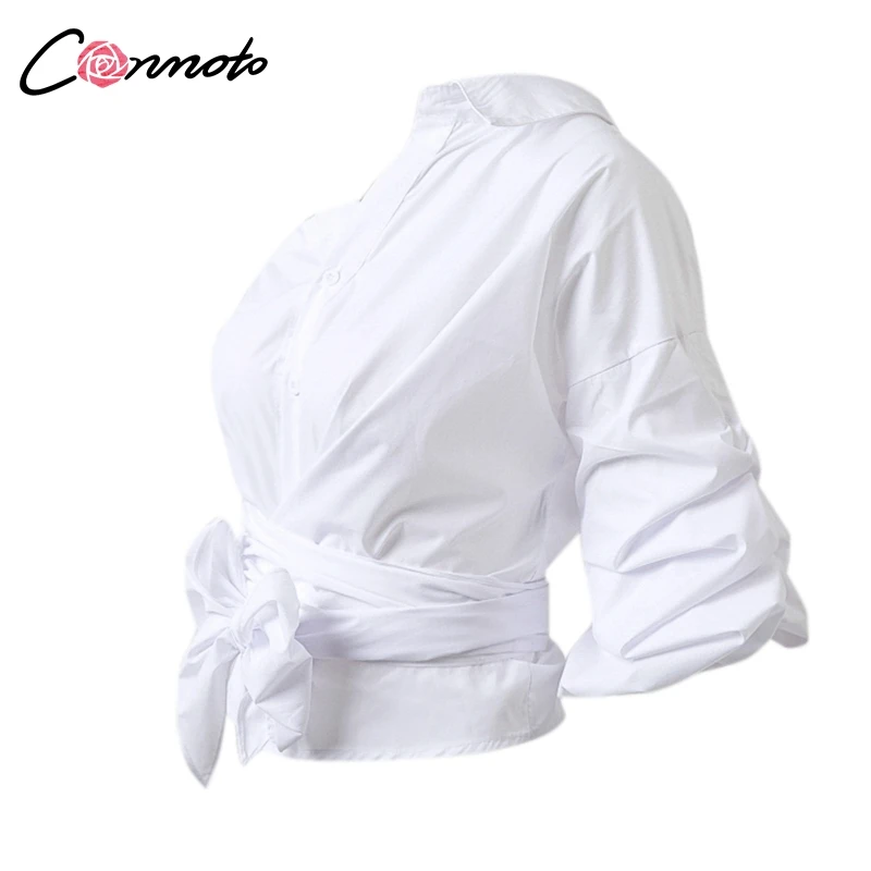 Conmoto Сексуальная белая блузка на одно плечо летняя женская рубашка с