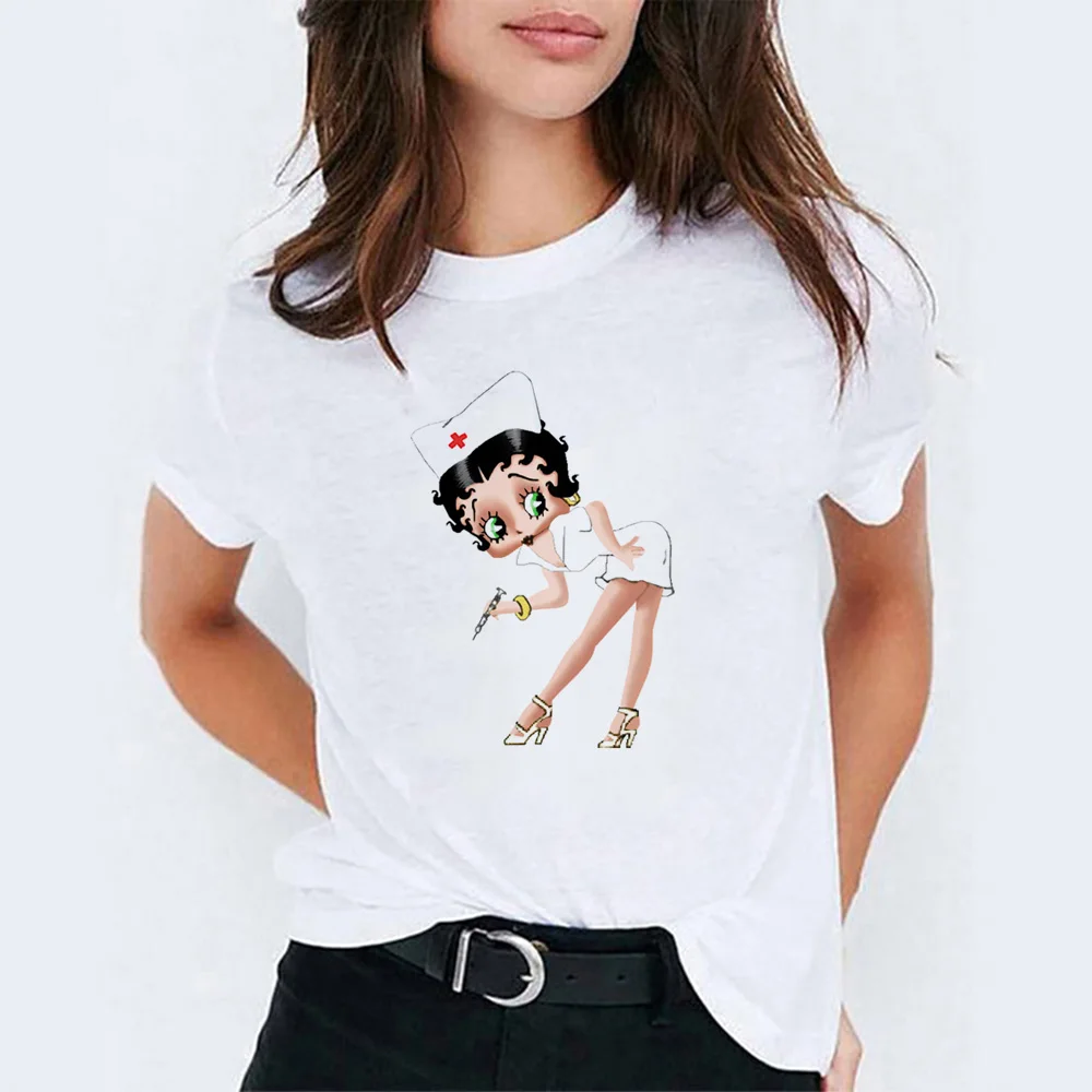 WH Женская летняя футболка Betty boop, модная женская футболка tumblr из хлопка с коротким рукавом, подарок для вашей девушки, vogue femme - Цвет: WH