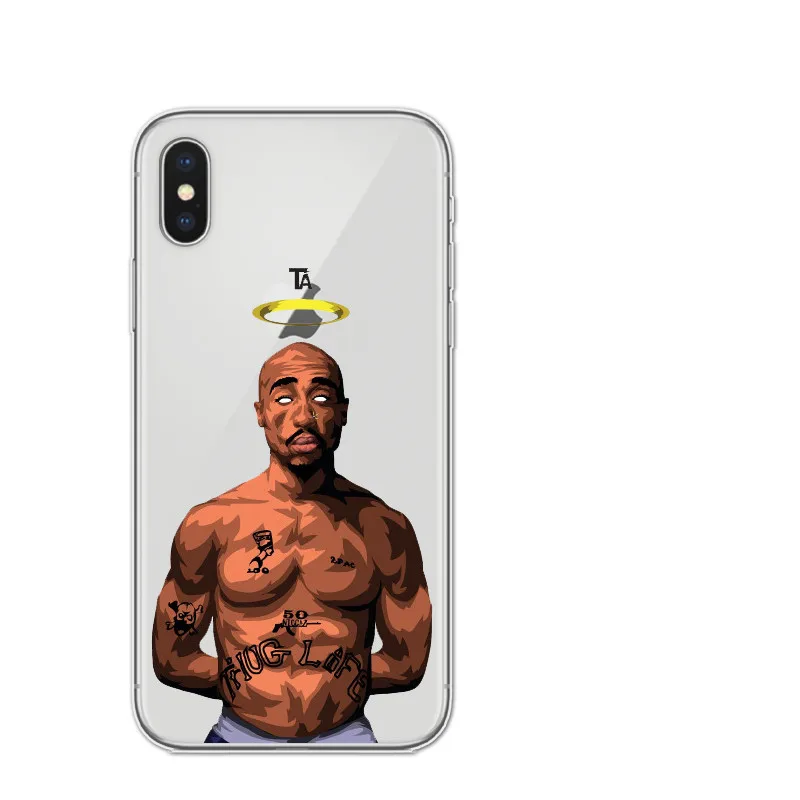 2Pac Makaveli Tupac Amaru Shakur Soft silicone Phone Cover Case For iPhone 5 5S SE 6 6S 6Plus Plus 7 7Plus 8 8Plus X Cases |