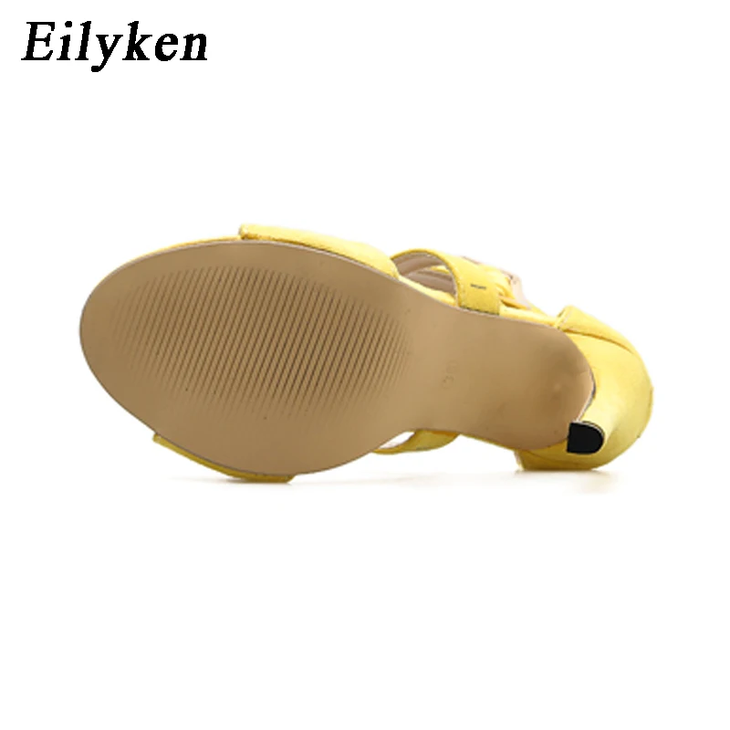 Eilyken/Новинка; пикантные женские босоножки; цвет желтый, фиолетовый; туфли-лодочки с открытым носком; босоножки на ремешке с пряжкой; женские модные босоножки на шпильке
