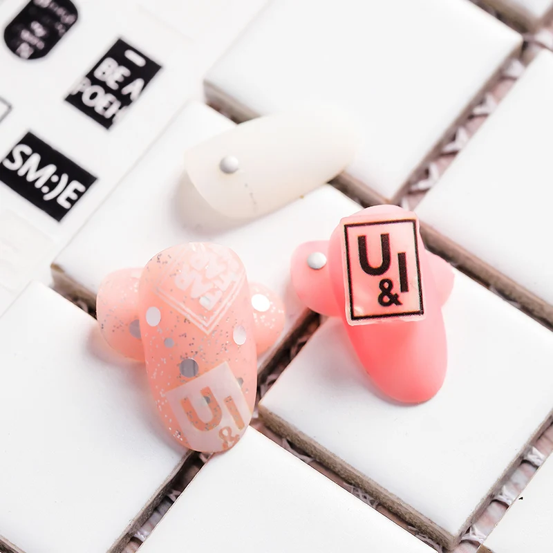 Новейший WG-03 с буквенным узором 3d задний клей DIY Наклейка для украшения ногтей