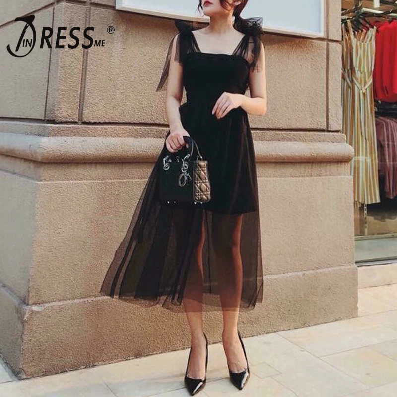 Женское Короткое платье INDRESSME летнее Сетчатое с расклешенными рукавами и