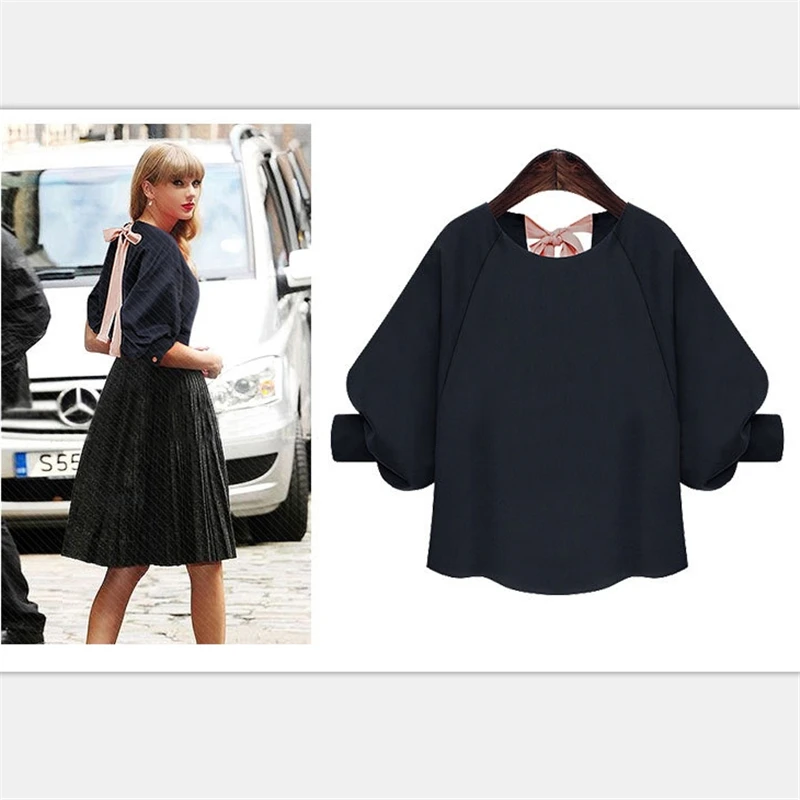 Женские блузки с рукавом-фонариком и бантом сзади на шнуровке лето-осень 2019 топы