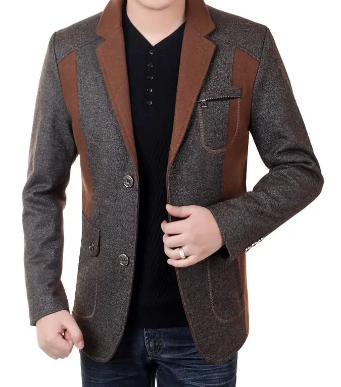

Hot / Spring Male New Fashion middle-aged thin jacket suit collar cloth /M--4XL