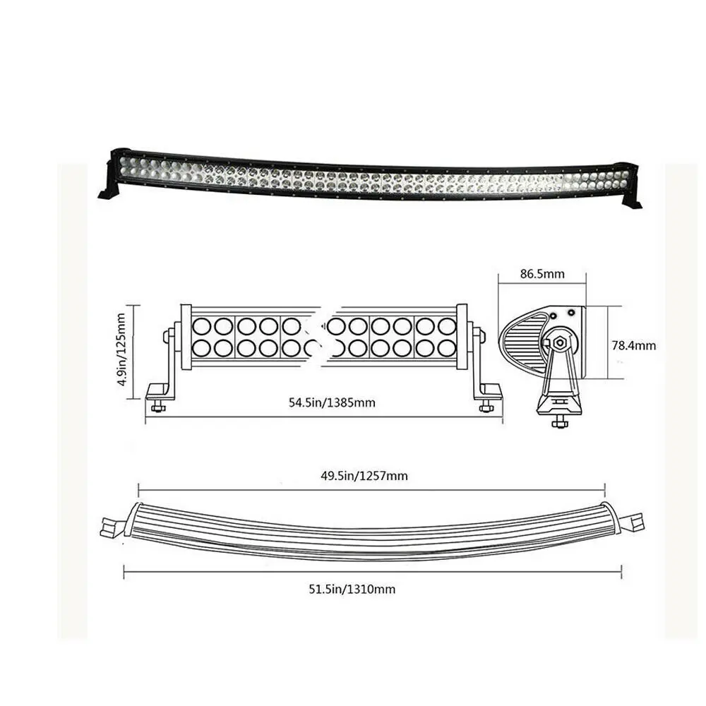 Cuved 22/32/42/50/5" дюймовый 120W 180W 240W 288W 300 Вт внедорожный светодиодный рабочий светильник бар для трактора лодка 4WD 4x4 автомобиль, грузовик ATV внедорожник