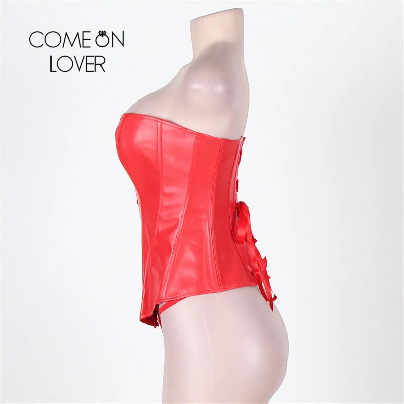 Comeonlover Overbust красное сексуальное женское корсетное белье кожаный корсет женский