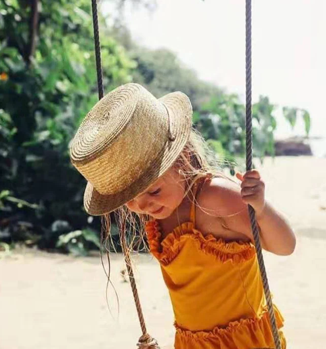 Детская соломенная шляпа с большими полями для отдыха детей от 3 до 8 лет детские