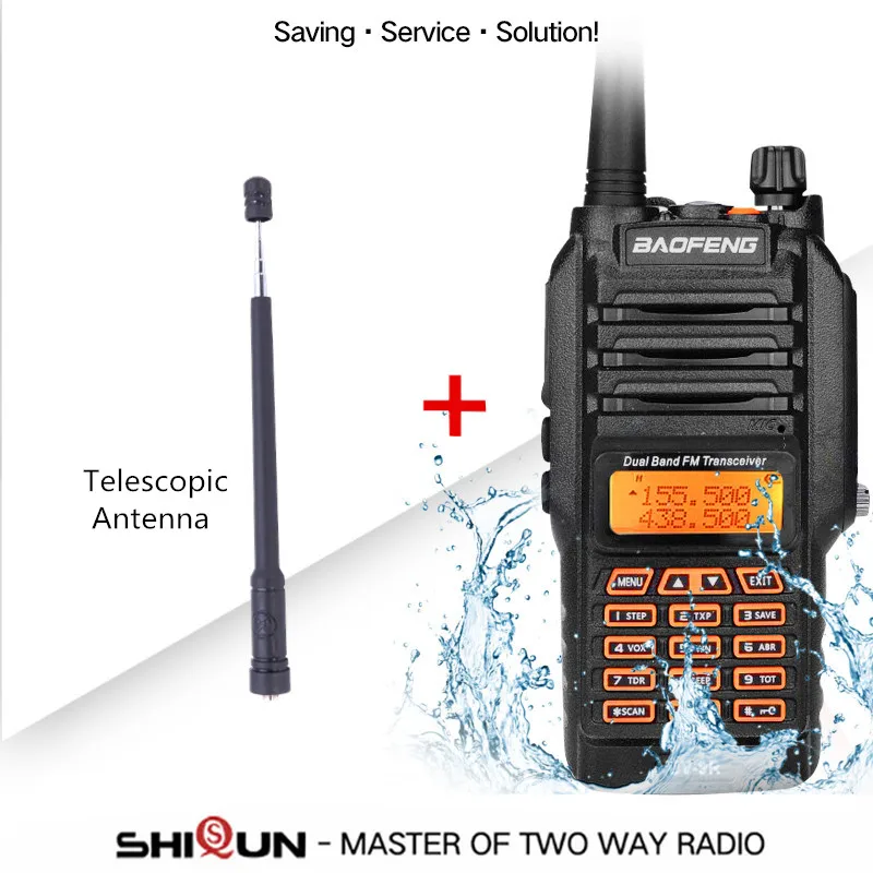 Add Telescopic Ant. UV-9R IP67 Водонепроницаемый Dual Band 136-174/400-520 МГц Ham радио 10 км Baofeng 8 Вт иди и болтай Walkie Talkie “иди и 10 км UV-82 UV-5R UV-XR УФ 9R плюс - Цвет: Add Telescopic Ant.