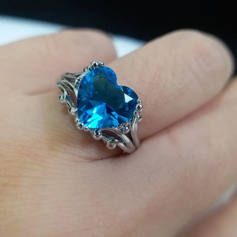 

Fashion blue heart Ring for women Cubic Zirconia Rings Female engagment rings