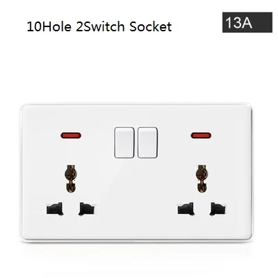 2switch 6Hole 86 Тип, стандарт США, Великобритании, настенный выключатель, 1 банда, 2 банды, 3 банды, 4 банды, 1Way, 2Way, настенный светильник, переключатель, 20A, 45A, розетка переменного тока, британская розетка - Цвет: 2switch 6Hole