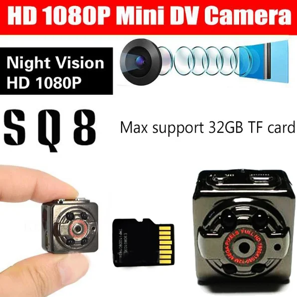 

8 ГБ карта + мини-камера DVR циклический видеорегистратор инфракрасное ночное видение DV Full HD 1080P Веб-камера с датчиком движения