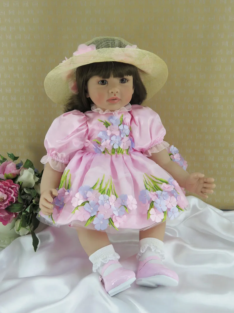 Кукла реборн силиконовая 24 дюйма 60 см с шапкой|baby girl doll toy|doll toysgirl toy |