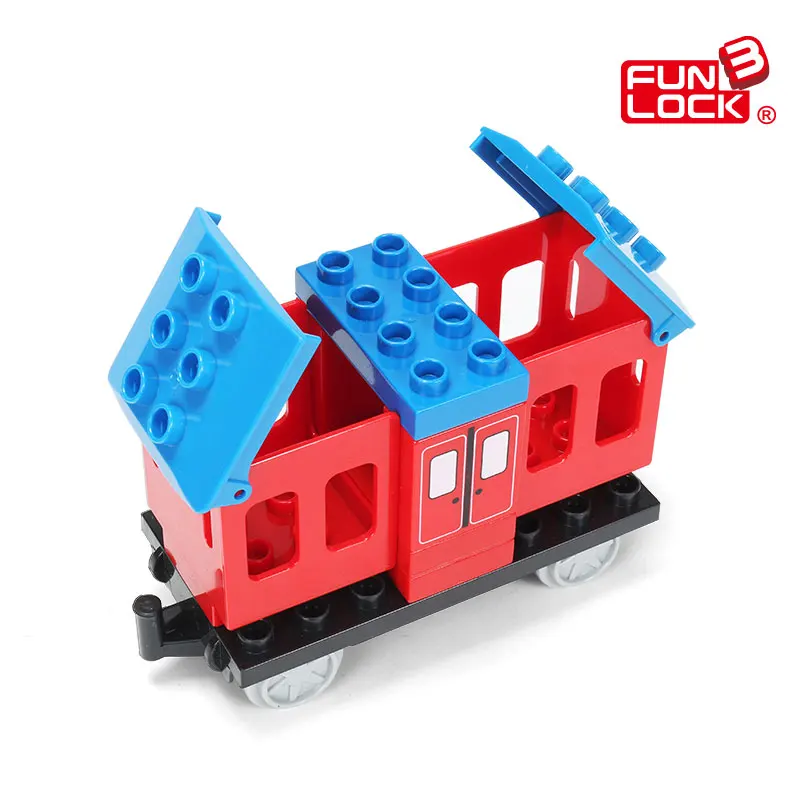 DoubleCoach Set Funlock Duplo игрушки на батарейках поезд блоки для детей развивающие игрушки Электрический поезд для детей - Цвет: DoubleCoach Set