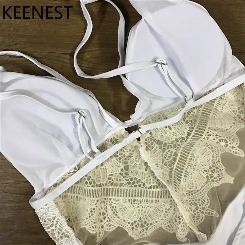 KEENEST, высококачественный дизайн, сексуальный цельный купальник, женская одежда для плавания, кружевной Монокини, Мягкий купальник