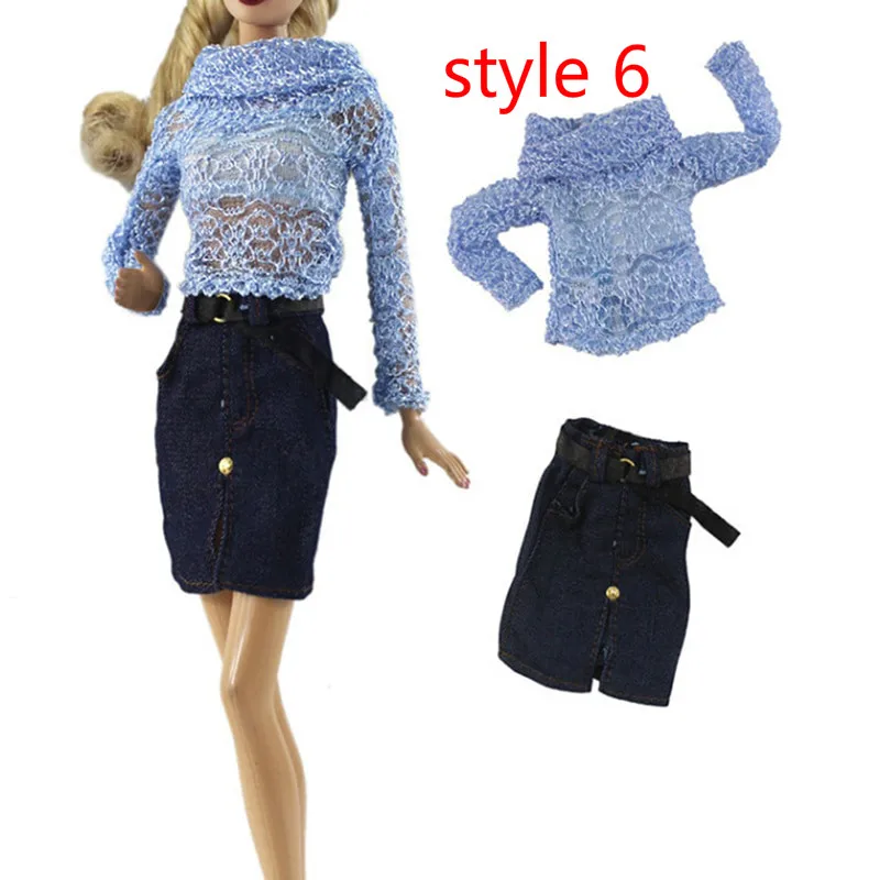 style 6 6 стилей, 1 комплект, модное платье, куртка на сумку на юбку, современный наряд, Повседневная Одежда для куклы, аксессуары, подарок, игрушки для малышей - Цвет: style 6