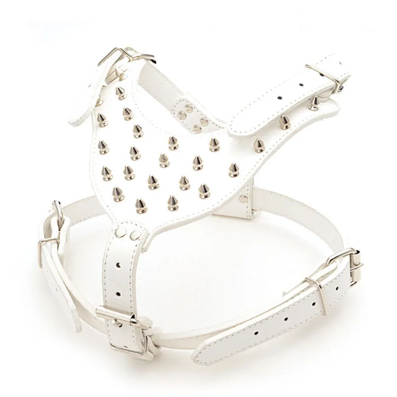 Rivets Spiked Dog Harness PU Leather Studded Adjustable for Medium Large Breed Dogs Pet Chest Collar Products | Дом и сад