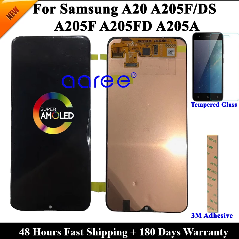 Оригинальный Super AMOLED ЖК экран для Samsung A20 2019 A205 дисплей сенсорный дигитайзер в