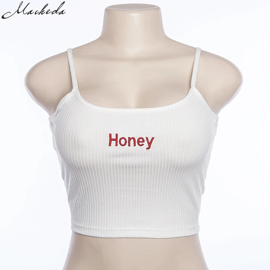 Nibber новые модные женские топы с красно-белым буквенным принтом "honey", сексуальный Повседневный Топ без рукавов с кроше