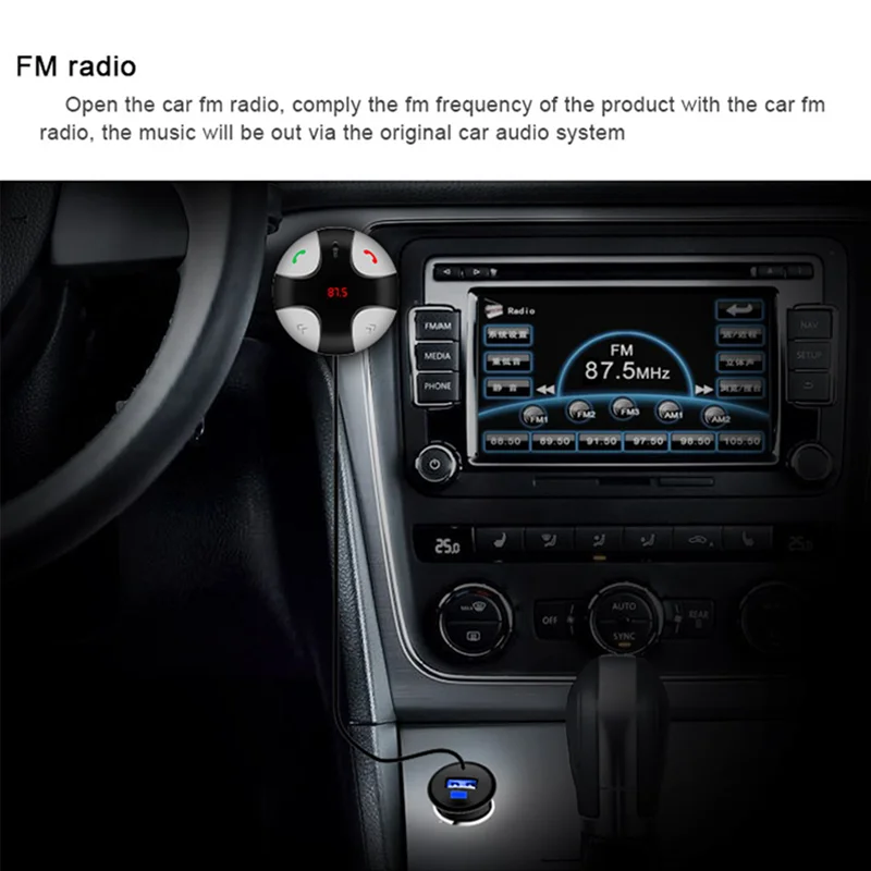 FM29B Wireless Bluetooth Car Charger with MP3 Player Support FM TF card Mic Mobile Music Receiver Kit | Электроника